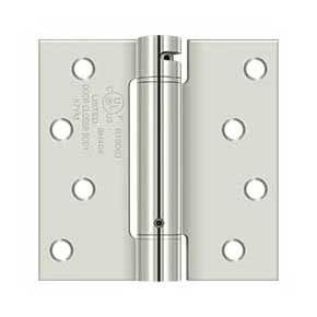 Deltana [DSH44U14] Steel Door Spring Hinge - Square Corner - Polished Nickel Finish - 4" W x 4" H