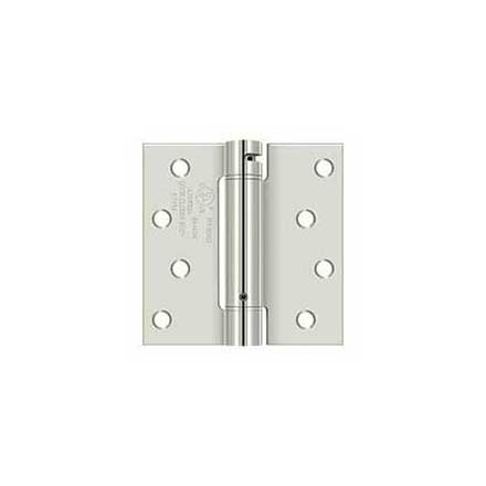 Deltana [DSH44U14] Steel Door Spring Hinge - Square Corner - Polished Nickel Finish - 4" W x 4" H