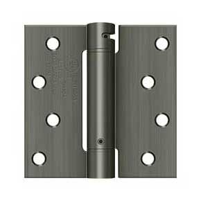 Deltana [DSH44U15A] Steel Door Spring Hinge - Square Corner - Antique Nickel Finish - 4" W x 4" H