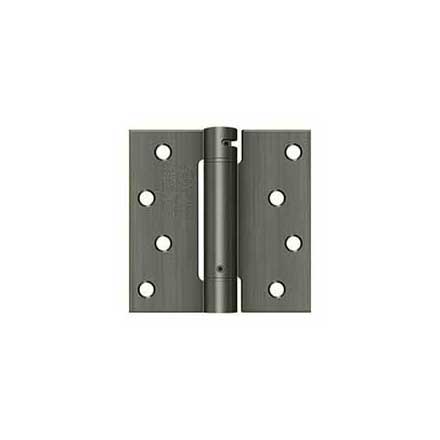 Deltana [DSH44U15A] Steel Door Spring Hinge - Square Corner - Antique Nickel Finish - 4" W x 4" H