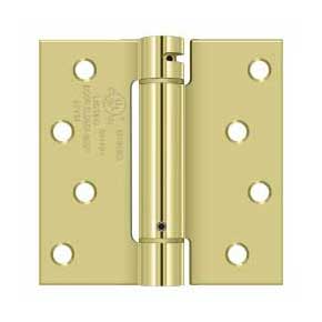 Deltana [DSH44U3] Steel Door Spring Hinge - Square Corner - Polished Brass Finish - 4" W x 4" H