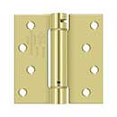Deltana [DSH44U3] Steel Door Spring Hinge - Square Corner - Polished Brass Finish - 4&quot; W x 4&quot; H