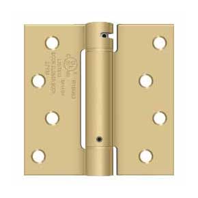 Deltana [DSH44U4] Steel Door Spring Hinge - Square Corner - Brushed Brass Finish - 4" W x 4" H