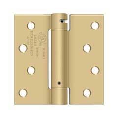 Deltana [DSH44U4] Steel Door Spring Hinge - Square Corner - Brushed Brass Finish - 4&quot; W x 4&quot; H