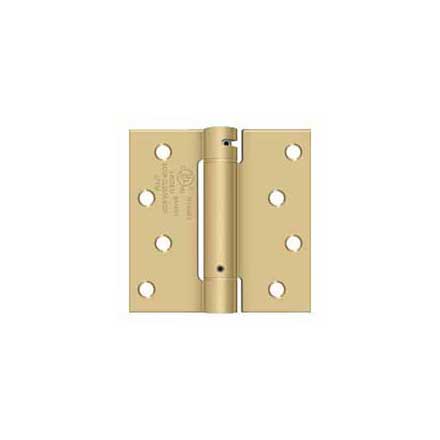 Deltana [DSH44U4] Steel Door Spring Hinge - Square Corner - Brushed Brass Finish - 4&quot; W x 4&quot; H