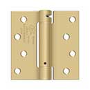 Deltana [DSH44U4] Steel Door Spring Hinge - Square Corner - Brushed Brass Finish - 4" W x 4" H