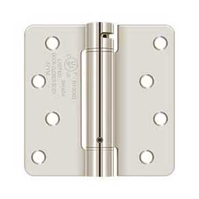 Deltana [DSH4R414] Steel Door Spring Hinge - 1/4" Radius Corner - Polished Nickel Finish - 4" W x 4" H
