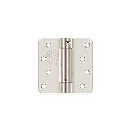 Deltana [DSH4R414] Steel Door Spring Hinge - 1/4&quot; Radius Corner - Polished Nickel Finish - 4&quot; W x 4&quot; H