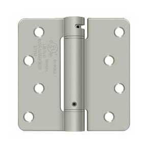 Deltana [DSH4R415] Steel Door Spring Hinge - 1/4" Radius Corner - Brushed Nickel Finish - 4" W x 4" H