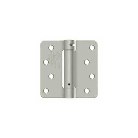 Deltana [DSH4R415] Steel Door Spring Hinge - 1/4&quot; Radius Corner - Brushed Nickel Finish - 4&quot; W x 4&quot; H