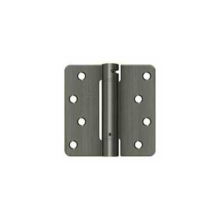 Deltana [DSH4R415A] Steel Door Spring Hinge - 1/4&quot; Radius Corner - Antique Nickel Finish - 4&quot; W x 4&quot; H