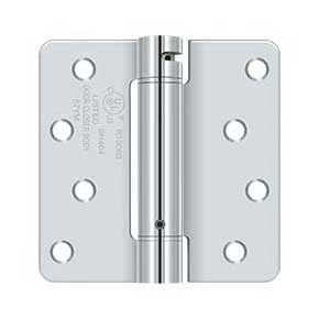 Deltana [DSH4R426] Steel Door Spring Hinge - 1/4" Radius Corner - Polished Chrome Finish - 4" W x 4" H