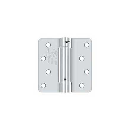 Deltana [DSH4R426] Steel Door Spring Hinge - 1/4&quot; Radius Corner - Polished Chrome Finish - 4&quot; W x 4&quot; H