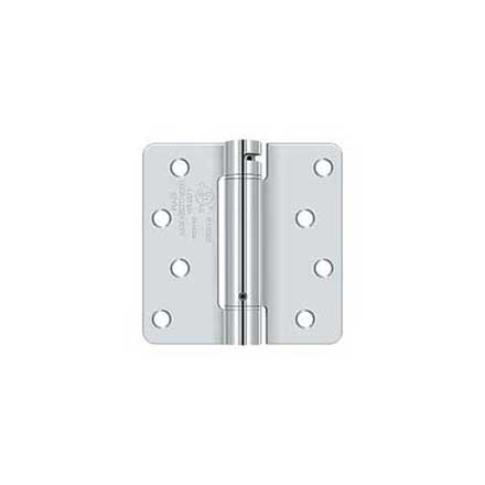 Deltana [DSH4R426] Steel Door Spring Hinge - 1/4&quot; Radius Corner - Polished Chrome Finish - 4&quot; W x 4&quot; H