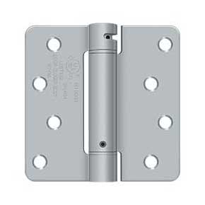Deltana [DSH4R426D] Steel Door Spring Hinge - 1/4" Radius Corner - Brushed Chrome Finish - 4" W x 4" H