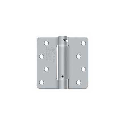 Deltana [DSH4R426D] Steel Door Spring Hinge - 1/4&quot; Radius Corner - Brushed Chrome Finish - 4&quot; W x 4&quot; H