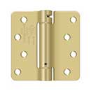 Deltana [DSH4R43/4] Steel Door Spring Hinge - 1/4" Radius Corner - Brushed & Polished Brass Finish - 4" W x 4" H