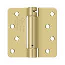 Deltana [DSH4R43/4] Steel Door Spring Hinge - 1/4" Radius Corner - Brushed & Polished Brass Finish - 4" W x 4" H