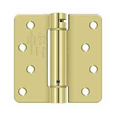 Deltana [DSH4R43] Steel Door Spring Hinge - 1/4&quot; Radius Corner - Polished Brass Finish - 4&quot; W x 4&quot; H