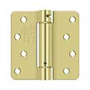 Deltana [DSH4R43] Steel Door Spring Hinge - 1/4&quot; Radius Corner - Polished Brass Finish - 4&quot; W x 4&quot; H