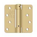 Deltana [DSH4R44] Steel Door Spring Hinge - 1/4" Radius Corner - Brushed Brass Finish - 4" W x 4" H