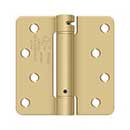 Deltana [DSH4R44] Steel Door Spring Hinge - 1/4&quot; Radius Corner - Brushed Brass Finish - 4&quot; W x 4&quot; H