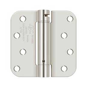 Deltana [DSH4R514] Steel Door Spring Hinge - 5/8" Radius Corner - Polished Nickel Finish - 4" W x 4" H