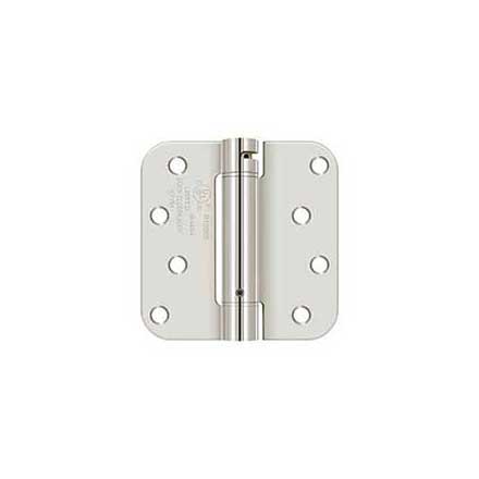 Deltana [DSH4R514] Steel Door Spring Hinge - 5/8" Radius Corner - Polished Nickel Finish - 4" W x 4" H