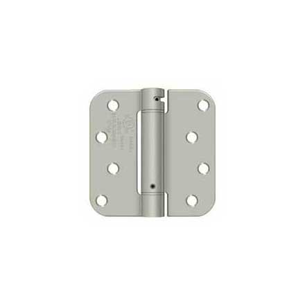 Deltana [DSH4R515] Steel Door Spring Hinge - 5/8&quot; Radius Corner - Brushed Nickel Finish - 4&quot; W x 4&quot; H