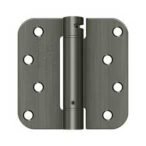 Deltana [DSH4R515A] Steel Door Spring Hinge - 5/8" Radius Corner - Antique Nickel Finish - 4" W x 4" H