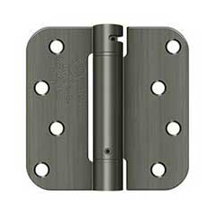 Deltana [DSH4R515A] Steel Door Spring Hinge - 5/8&quot; Radius Corner - Antique Nickel Finish - 4&quot; W x 4&quot; H