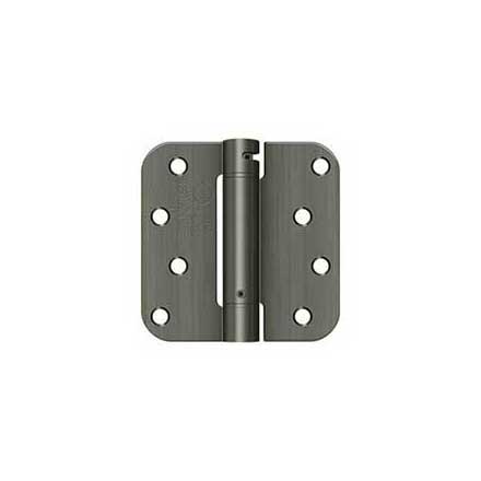 Deltana [DSH4R515A] Steel Door Spring Hinge - 5/8&quot; Radius Corner - Antique Nickel Finish - 4&quot; W x 4&quot; H