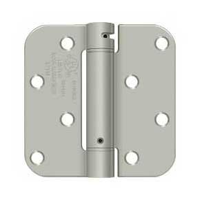 Deltana [DSH4R515BM] Steel Door Spring Hinge - 5/8" Radius Corner - Benchmark - Brushed Nickel Finish - 4" W x 4" H