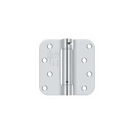 Deltana [DSH4R526] Steel Door Spring Hinge - 5/8&quot; Radius Corner - Polished Chrome Finish - 4&quot; W x 4&quot; H