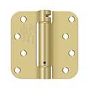 Deltana [DSH4R53/4] Steel Door Spring Hinge - 5/8&quot; Radius Corner - Brushed &amp; Polished Brass Finish - 4&quot; W x 4&quot; H