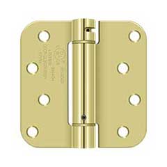 Deltana [DSH4R53] Steel Door Spring Hinge - 5/8&quot; Radius Corner - Polished Brass Finish - 4&quot; W x 4&quot; H