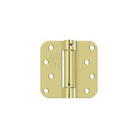 Deltana [DSH4R53] Steel Door Spring Hinge - 5/8&quot; Radius Corner - Polished Brass Finish - 4&quot; W x 4&quot; H