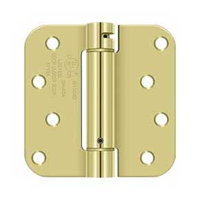 Deltana [DSH4R53T] Steel Door Spring Hinge - 5/8" Radius Corner - Therma-Tru - Polished Brass Finish - 4" W x 4" H