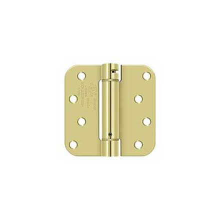 Deltana [DSH4R53T] Steel Door Spring Hinge - 5/8" Radius Corner - Therma-Tru - Polished Brass Finish - 4" W x 4" H