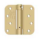 Deltana [DSH4R54-Z] Steel Door Spring Hinge - 5/8&quot; Radius Corner - Brushed Brass Finish - 4&quot; W x 4&quot; H