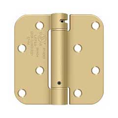 Deltana [DSH4R54BM] Steel Door Spring Hinge - 5/8&quot; Radius Corner - Benchmark - Brushed Brass Finish - 4&quot; W x 4&quot; H