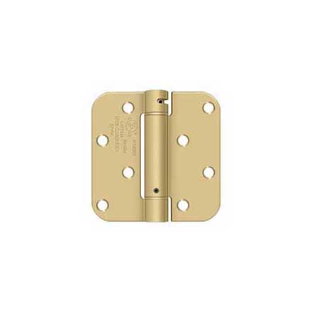 Deltana [DSH4R54BM] Steel Door Spring Hinge - 5/8&quot; Radius Corner - Benchmark - Brushed Brass Finish - 4&quot; W x 4&quot; H