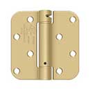 Deltana [DSH4R54BM] Steel Door Spring Hinge - 5/8" Radius Corner - Benchmark - Brushed Brass Finish - 4" W x 4" H