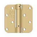 Deltana [DSH4R54BM] Steel Door Spring Hinge - 5/8&quot; Radius Corner - Benchmark - Brushed Brass Finish - 4&quot; W x 4&quot; H