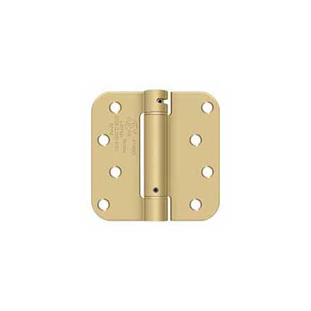 Deltana [DSH4R54T] Steel Door Spring Hinge - 5/8" Radius Corner - Therma-Tru - Brushed Brass Finish - 4" W x 4" H