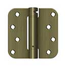 Deltana [DSH4R55] Steel Door Spring Hinge - 5/8" Radius Corner - Antique Brass Finish - 4" W x 4" H