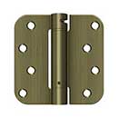 Deltana [DSH4R55] Steel Door Spring Hinge - 5/8&quot; Radius Corner - Antique Brass Finish - 4&quot; W x 4&quot; H