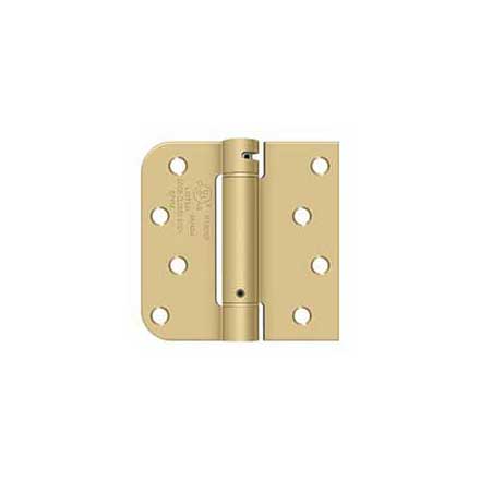 Deltana [DSH4R5TT4] Steel Door Spring Hinge - Square &amp; 5/8&quot; Radius Corner - Therma-Tru - Brushed Brass Finish - 4&quot; W x 4&quot; H