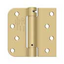 Deltana [DSH4R5TT4] Steel Door Spring Hinge - Square & 5/8" Radius Corner - Therma-Tru - Brushed Brass Finish - 4" W x 4" H