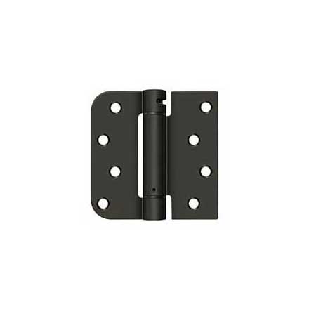 Deltana [DSH4SR510B-LH] Steel Door Spring Hinge - Square &amp; 5/8&quot; Radius Corner - Left Hand - Oil Rubbed Bronze Finish - 4&quot; W x 4&quot; H